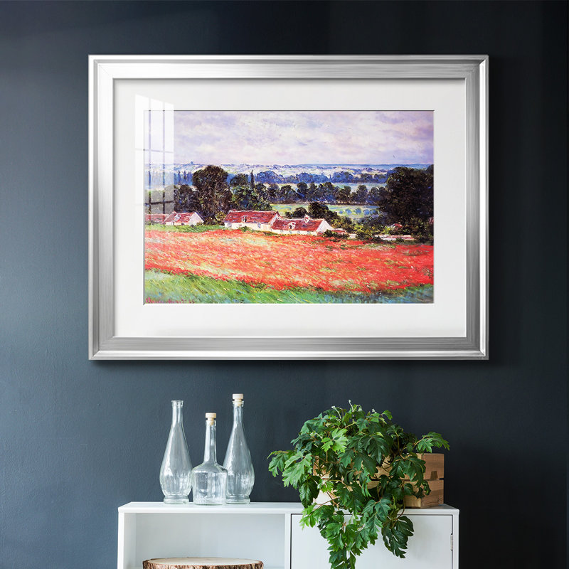 «Poppy Field At Giverny», 1885, reproduction d'art encadrée, Argent, H 30 po x l 44 po x P 1,5 po