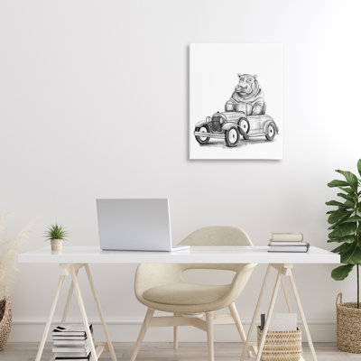 Hippo in Vintage Vehicle Canvas, design by Rachel Nieman