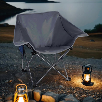 Pack Portable Camping Chair Compact Collapsible Outdoor Folding Sports Chairs For Adults Heavy Duty Camp Sporting Events Park Lawn 400 Lbs Black Gray