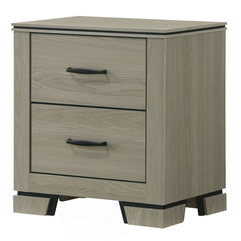 Sleek Design Two-Drawer Nightstand, Bed Side Table