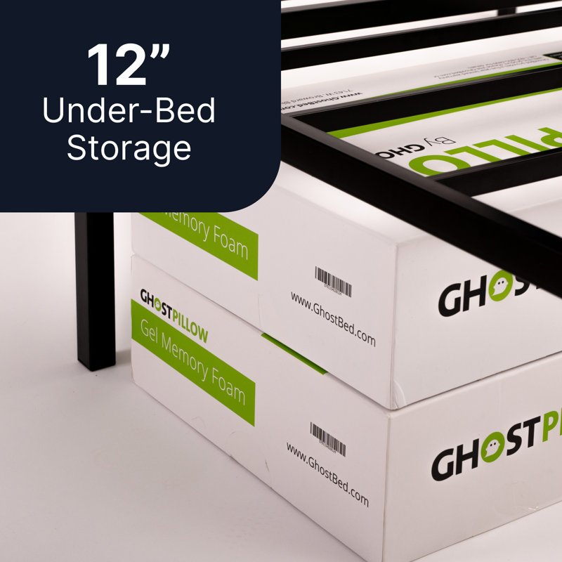 Full Size Black Upholstered Metal Mattress Foundation