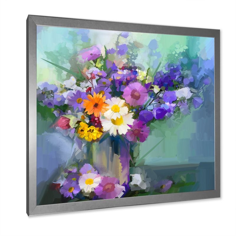 «Abstract Paintbrush Spring Flower Bouquet V», reproduction de cadre photo sur toile, H 16 po x l 16 po x P 1 po