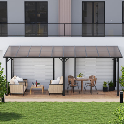 Large Wall mounted Lean to Gazebo Pergola With Roof , Heavy Duty Patio Awnings For Deck, Backyard