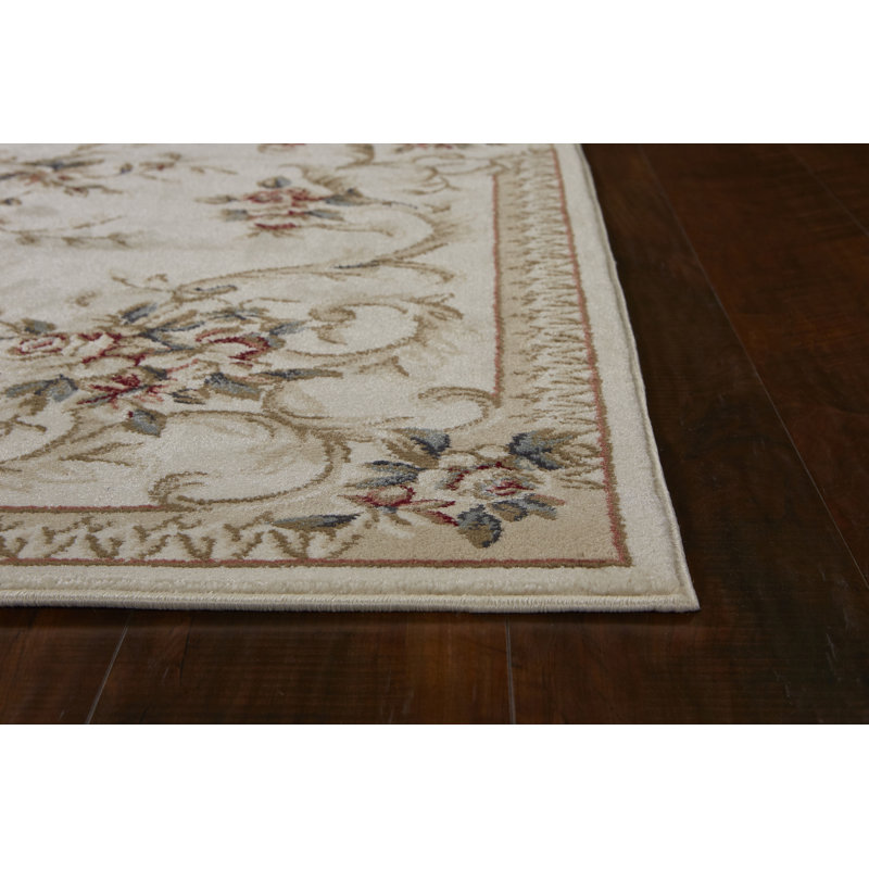 Vianney Oriental Machine Made Power Loom Area Rug in Ivory, Rectangle 7'10" x 9'10"