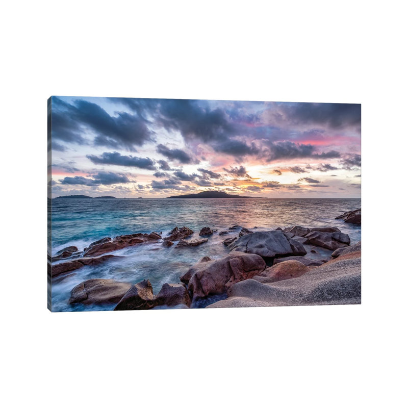Félicité Island At Sunrise Seen From La Digue, Seychelles by Jan Becke - Wrapped Canvas Print, 20.32 cm H x 30.48 cm W