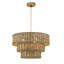 Luminaire suspendu tambour en or à 3 niveaux Aras Rattan Coastal Boho