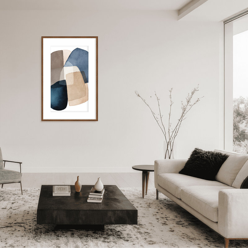 Abstract Blue Brown Blocks by  - Picture Frame Painting on Paper, 36" H x 24" W x 1.5" D, Wrapped Canvas, Does Not Apply