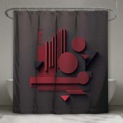 Red Geometric Shapes Shower Curtains Extra Long