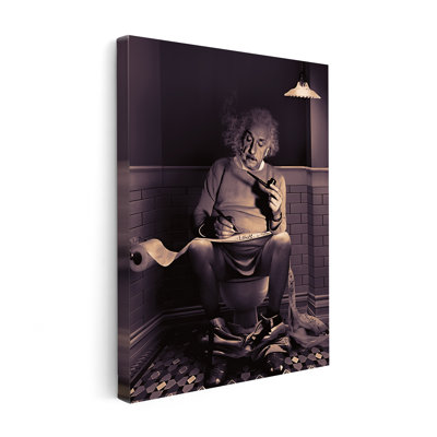 Einstein assis sur une toilette
