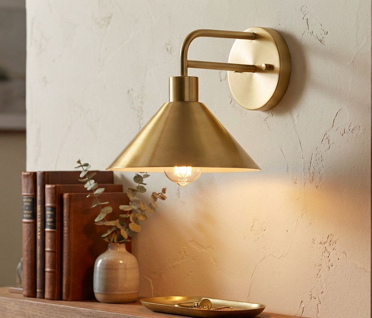 Fayra Single Light Spotlight Sconce, Antique Gold