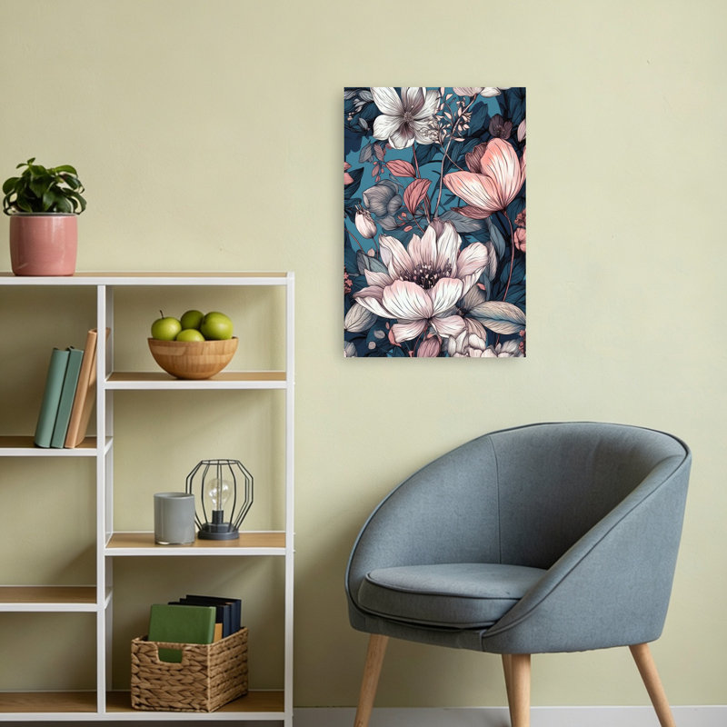 «Elegant Botanical Blooms Abstract Succulent Flower Nature», art mural, H 24 po x l 16 po