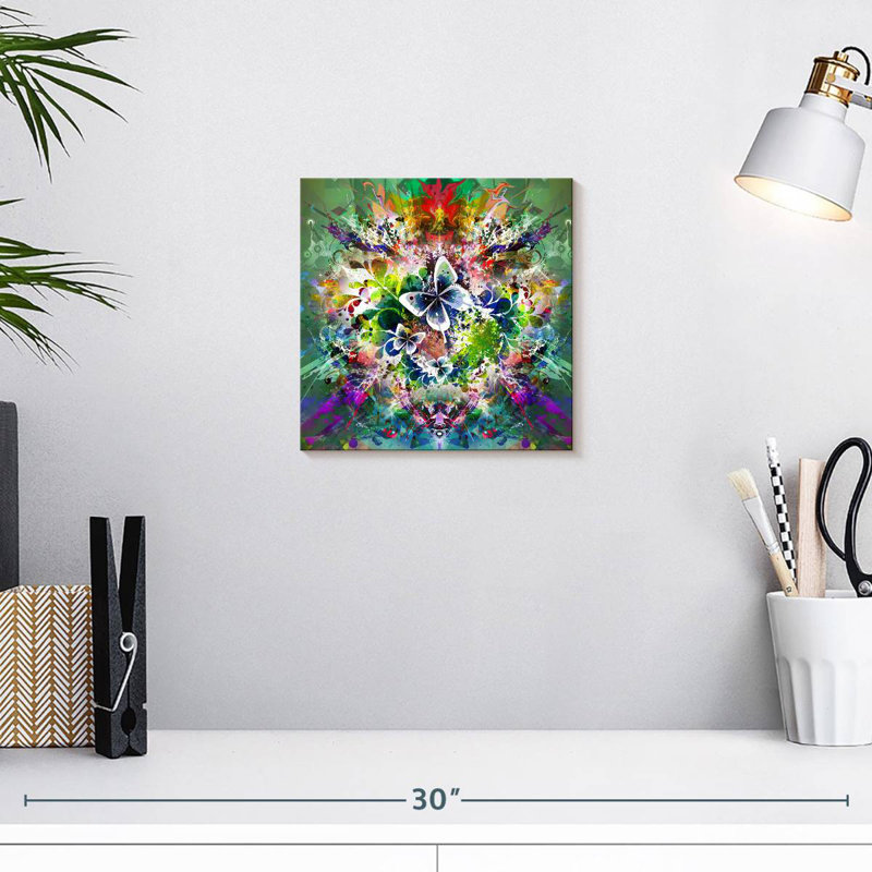Colourful Butterfly Abstract, 10" H x 10" W