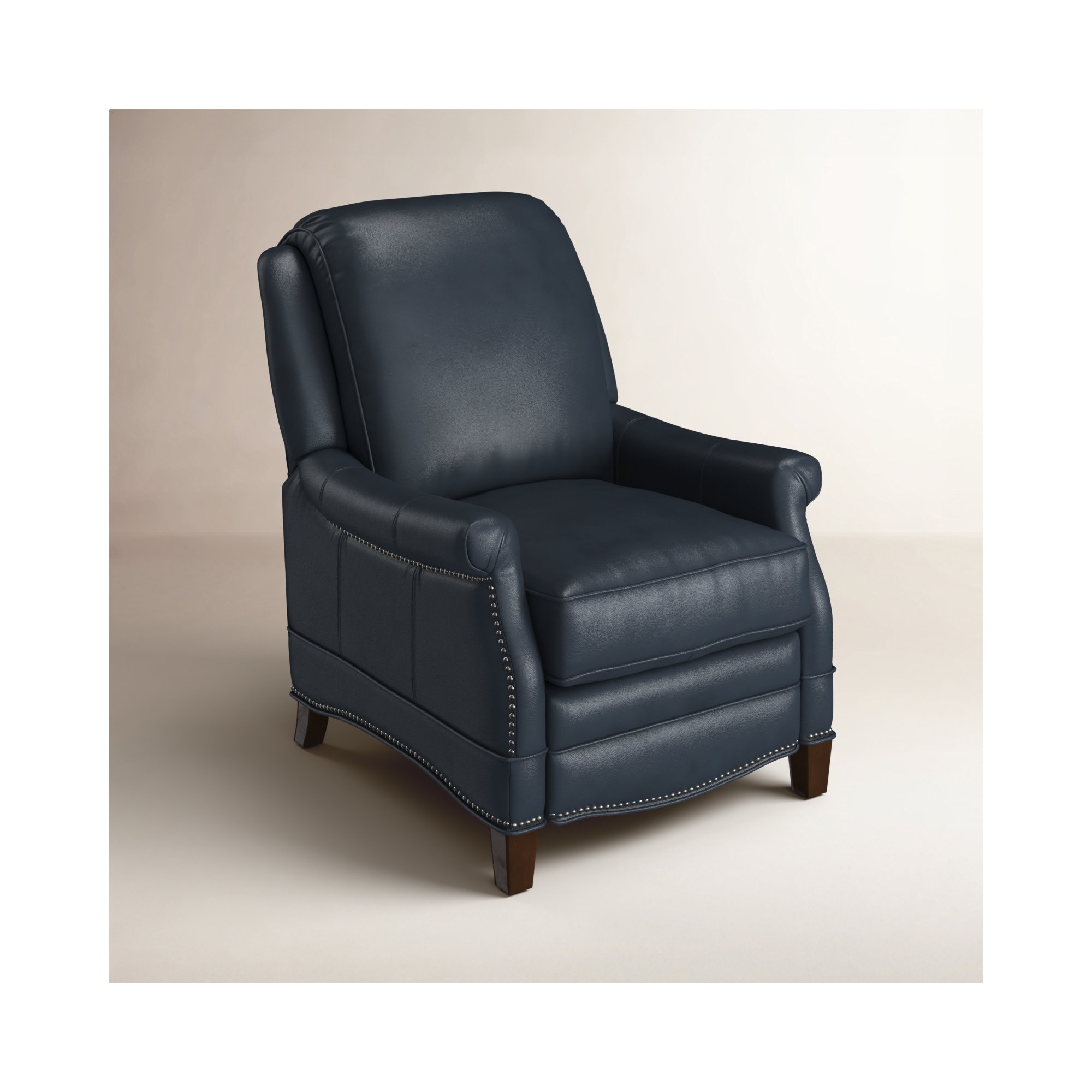 Dunlevy Recliner, Barone Navy Blue Split Grain Leather