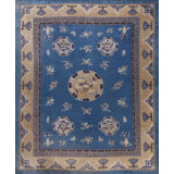 Blue Antique Bird of Paradise Chinese Dragons Design Peking Rug