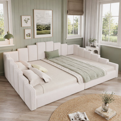 Upholstered Queen Size Daybed with Nailhead Trim