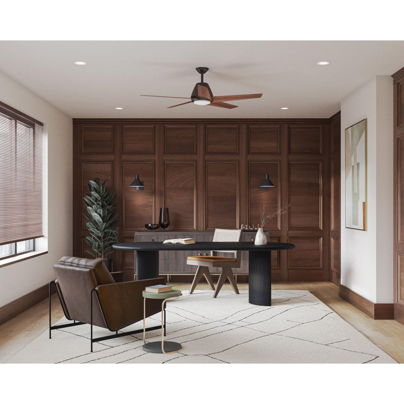 Hensley 54'' Ceiling Fan with LED Lights, Antique Bronze with Walnut Blades