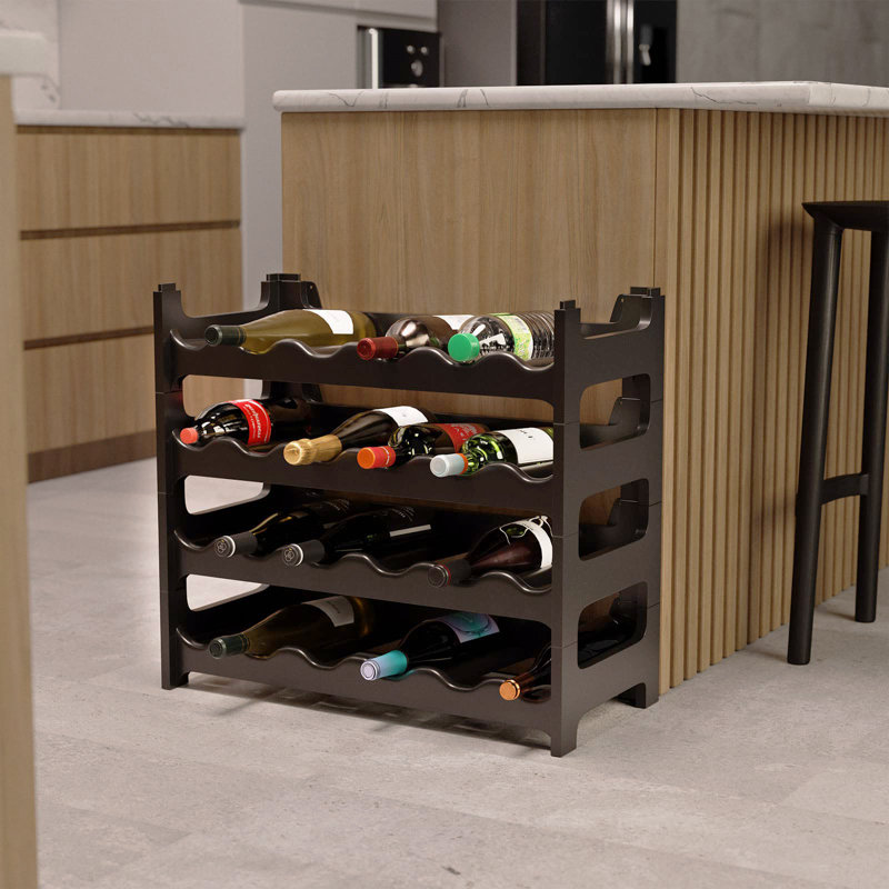 Monaco 24 Bottle Floor Wine Bottle Rack, Black