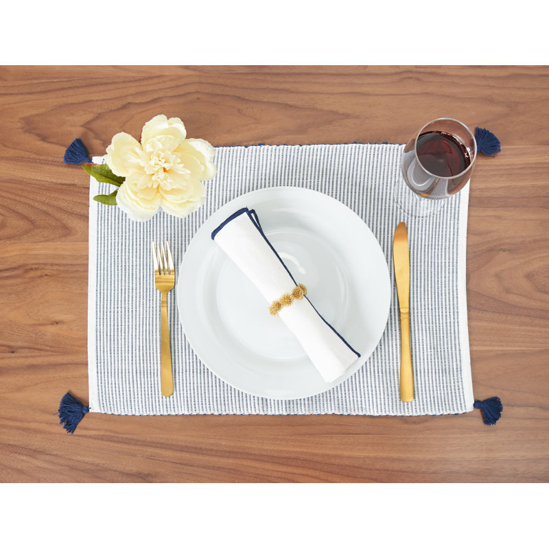 Beck 100% Cotton Striped Square Napkin, Navy