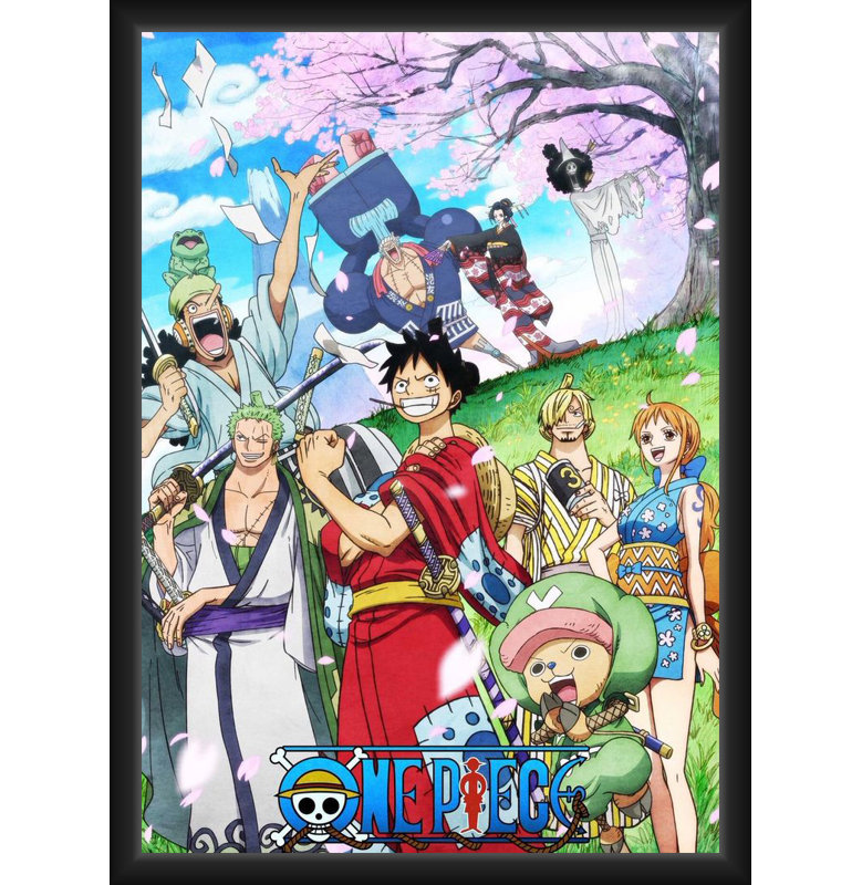  Une pièce sous licence officielle - Wano - affiche d'art encadrée - 24 po x 36 po - Cadre en bois d'ingénierie robuste avec verre plexi - prêt à être accroché