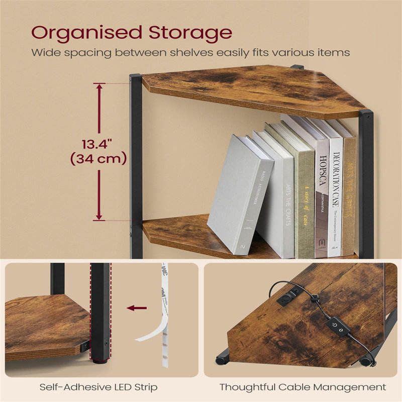 5-Tier Corner Shelf With Adjustable LED Lights