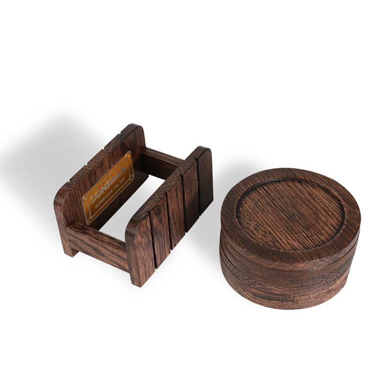 Consdan Cup Coasters, for Drinks, États-Unis, bois franc, tasse en bois, Chêne antique
