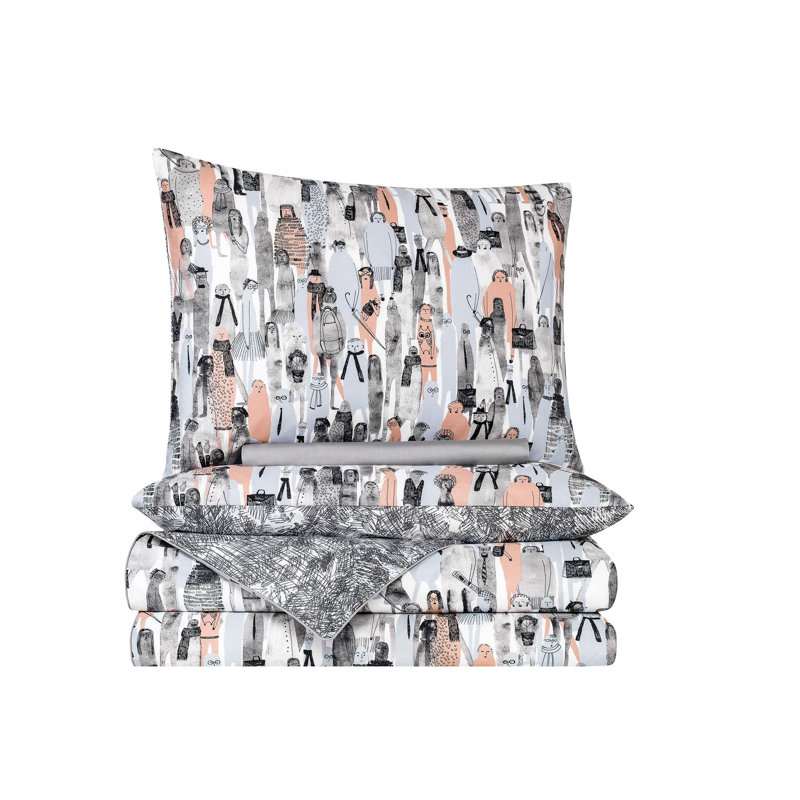 Wheely Cotton Sateen Abstract Duvet Cover, Full Duvet Cover