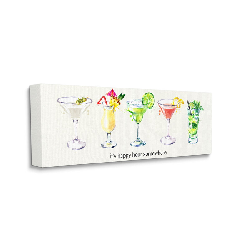 «Happy Hour Somewhere Cocktail», art mural par Susan Jill, H 10 po x l 24 po x P 1,5 po