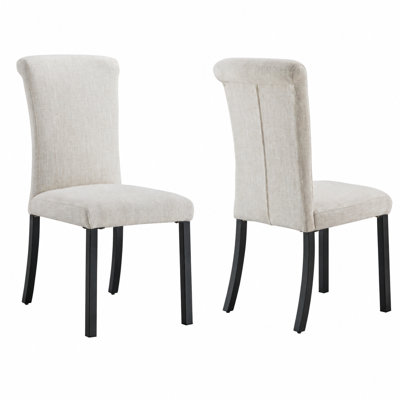 Dining Chairs Set of 2,Upholstered Linen Dining Chair with High Back, Modern Side Chair