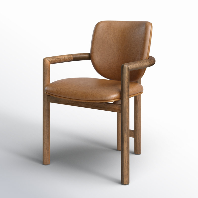 Kosta 19.29'' H Upholstered Oak Armchair, Brown, Brown
