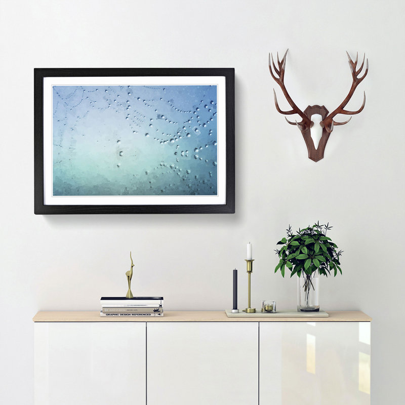 Dewdrops upon a Cobweb in Abstract - Picture Frame Painting Print, Black Framed, 62cm H x 87cm W x 2cm D
