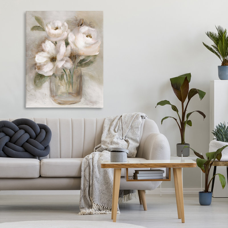 Toile Soft Brushstroke Roses, design par Nan, H 30 po x l 24 po