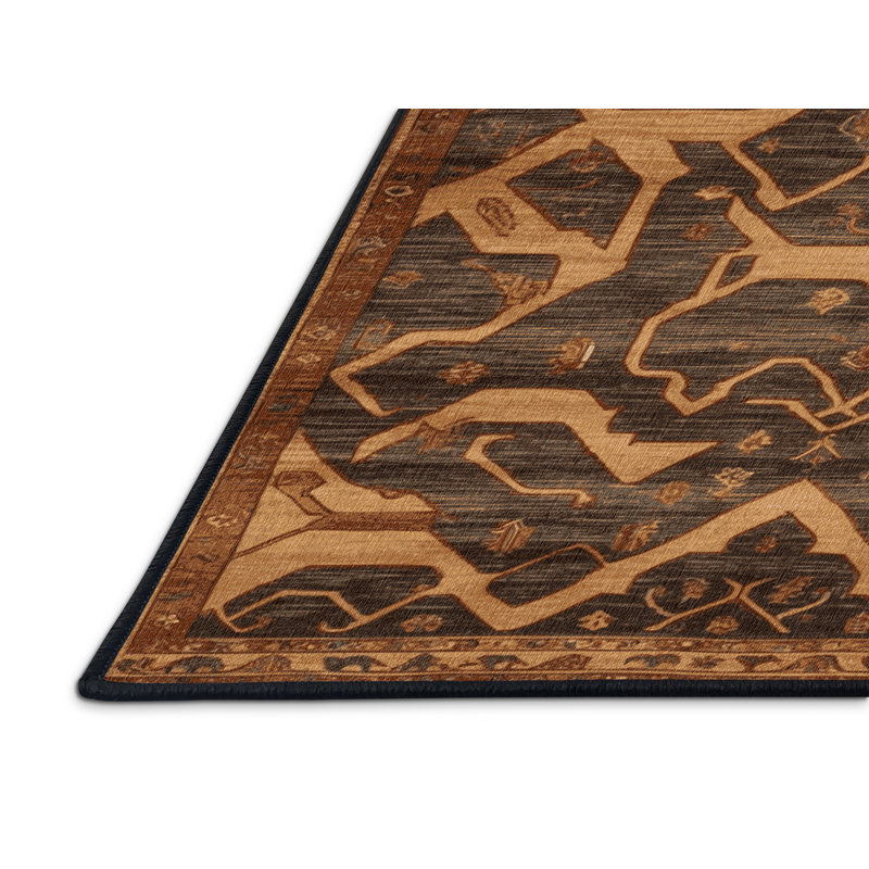 Machine Washable Persian Brown Area Rug, Square 4'