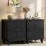 Scalloped Nightstand with Wooden Drawers and Charging Station(Set Of 2)