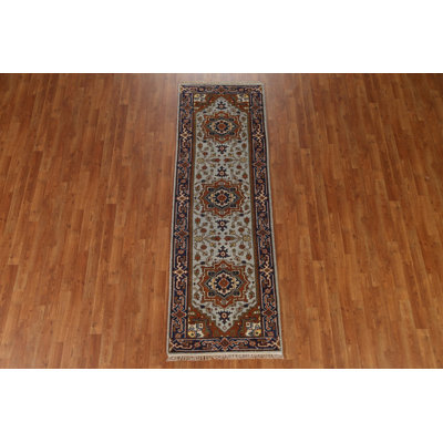 Tapis de couloir unique en laine noué à la main 2 pi 7 po x 7 pi 9 po New Age
