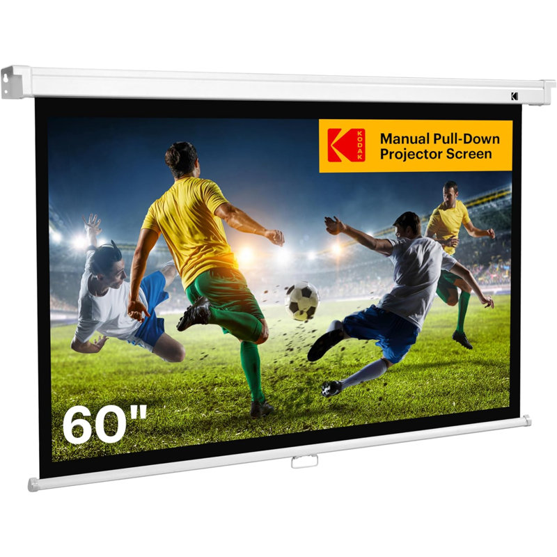 Kodak Manual Pull Down Projector Screen, Large 16:9 Retractable Projector Screen, 60"
