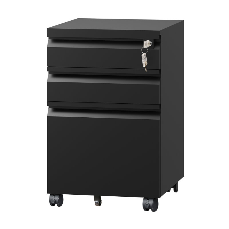 3-Drawer Metal Vertical Filing Cabinet - Sturdy Steel Storage for Home Office, Printer Stand, A4/Letter Size, Black