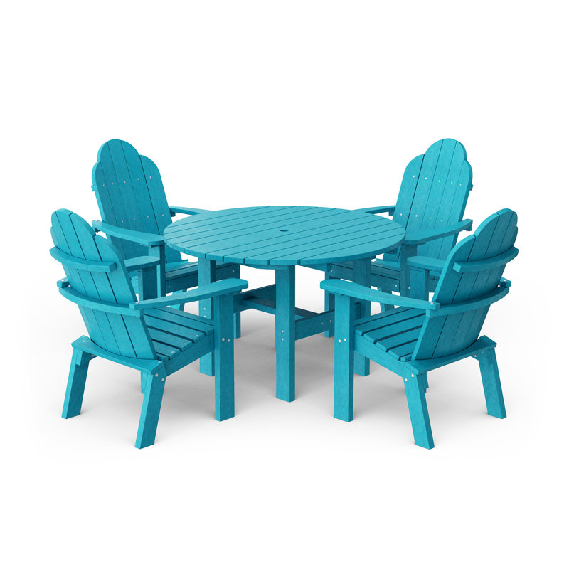 Ensemble de table ronde avec chaises longues Classic 46 po, Bleu Aruba