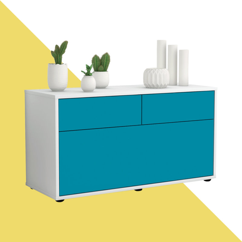 Holtslander 92cm Sideboard, Turquoise / Matte White