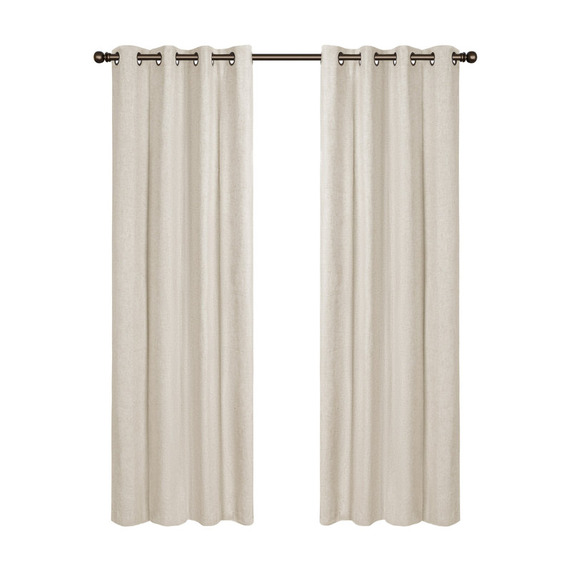 Linen Slub Blackout Grommet Curtain Pair(2 Panels), 52" W x 108" L, Linen