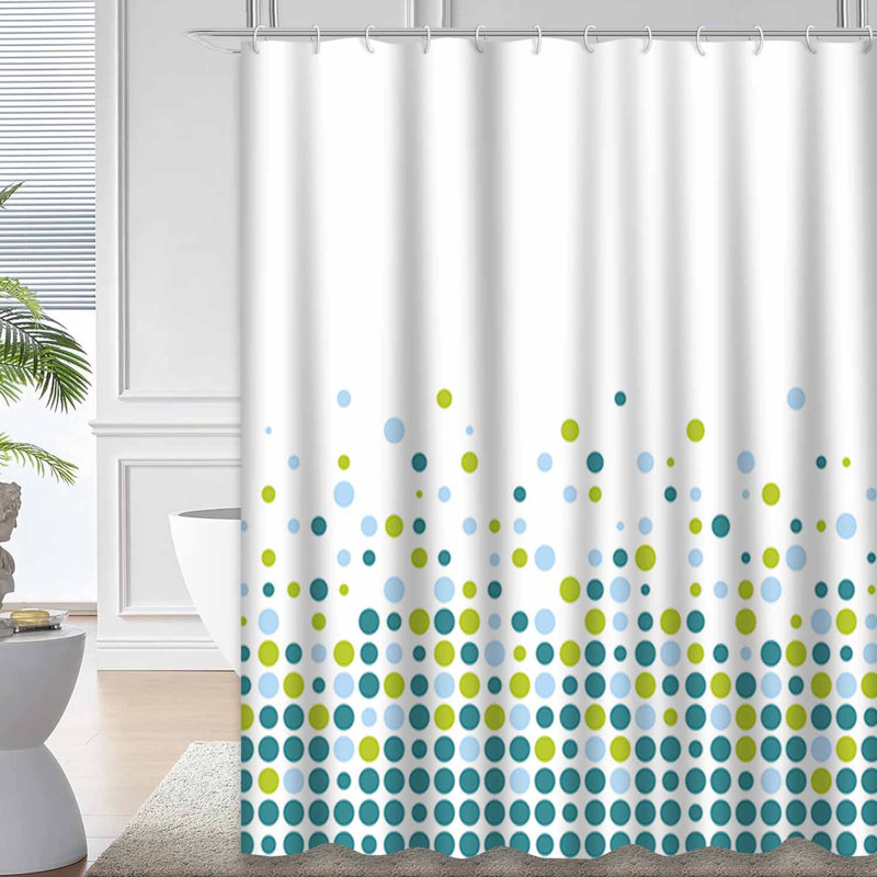 Rideau de douche vert mosaïque avec 12 crochets, L 72 po x l 72 po
