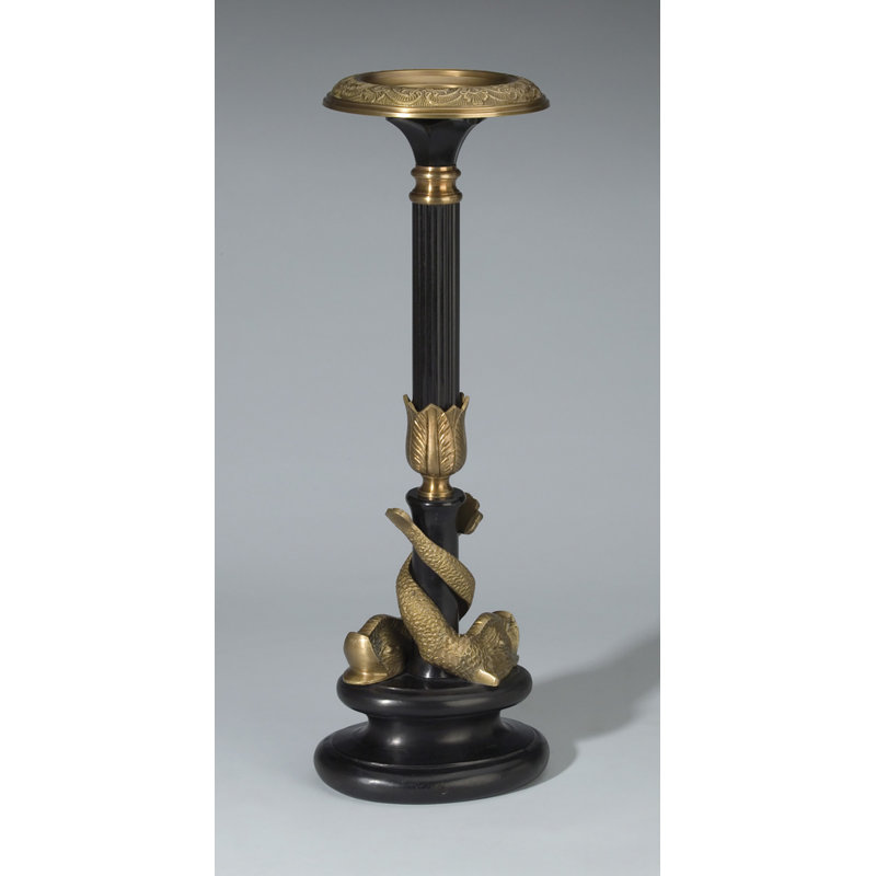 23'' H Brass Tabletop Candlestick, Brass / Black