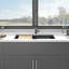 Évier de cuisine 32 x 19 po en composite de quartz en granite, couleur noire, coins arrondis pour un nettoyage simple, surface dure et non poreuse, paquet avec poste de travail pour planche à découper