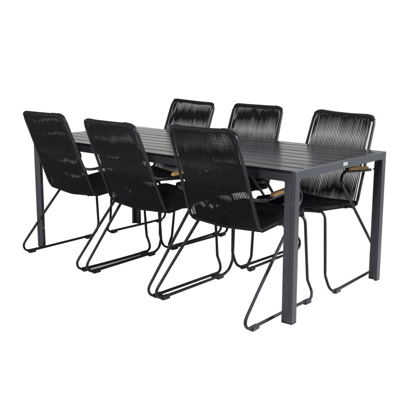 Hiran 6 - Person Acacia Patio Dining Set with Rectangular Table