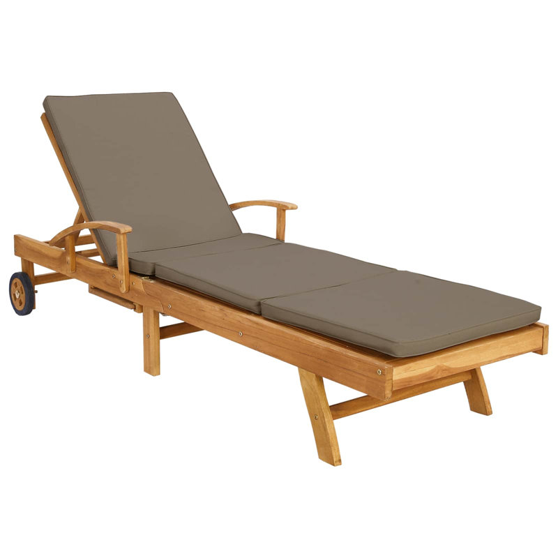 195cm Long Teak Sun Lounger, Gray