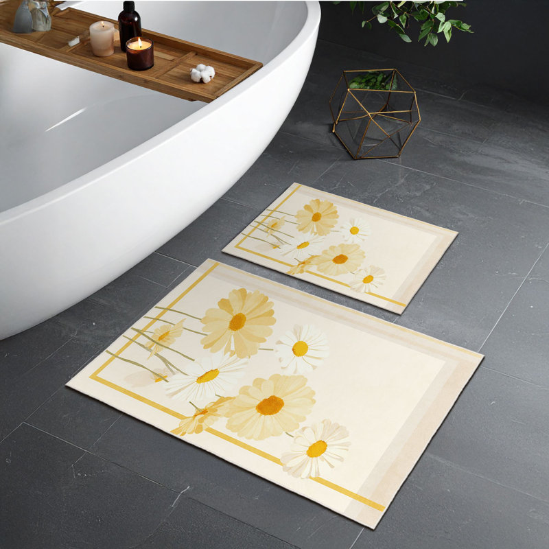 Ensemble de tapis de bain ultra doux (2 pièces), beige, 19,7 po x 23,6 po et 23,6 po x 39,4 po | 100% polyester, 650 g / m², hauteur des poils de 0,2 po | Base à pois antidérapante, lavable à la machine, parfaite pour le confort et la sécurité de la salle de bain