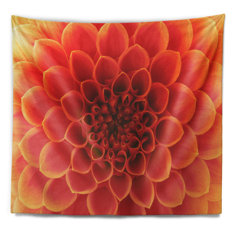 Tapisserie florale orange, H 50 po x l 60 po