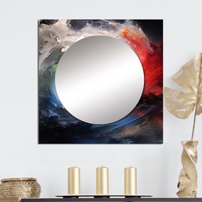 «Colorful Storm Turbulent Symphony», art mural miroir nautique et carré pour la salle de bain