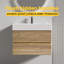 Meuble-lavabo en chêne brut 30 avec lavabo à surface solide en bois d'ingénierie blanc et tiroirs souples, salle de bain murale flottante-134281420-134281421-134281422