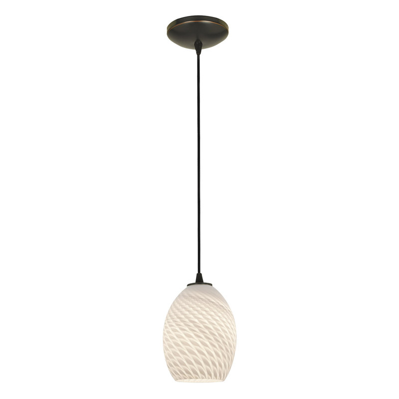 Norberg 1 - Light Single Pendant, Oil Rubbed Bronze, White Firebird, Cord