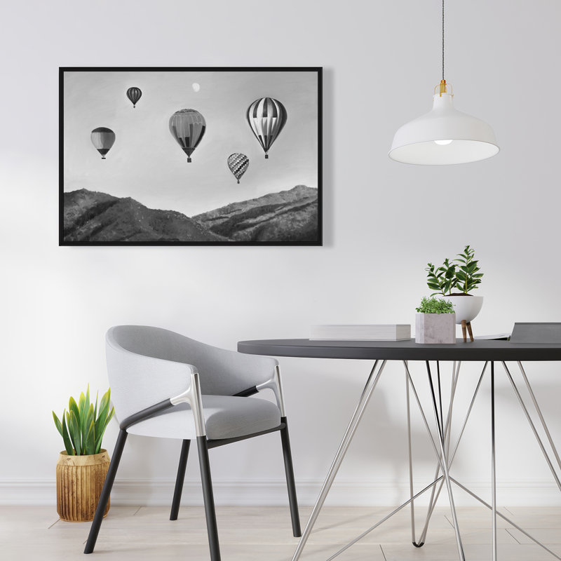 Art sur toile, paysage en montgolfière grise